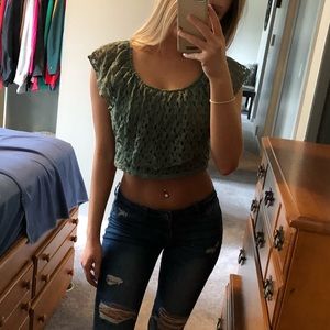 Cute flowy green crop top from Charlotte Russe